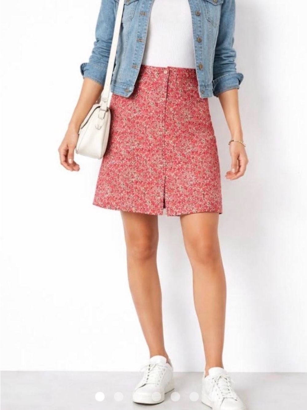 Eddie Bauer Pink Floral A-line Cotton Skirt 1990soffice school fall vintage